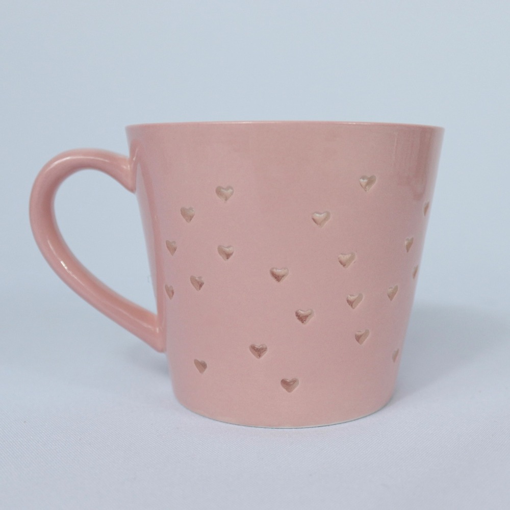 Hallmark Valentine Love Pierced Hearts Pink Ceramic Coffee Tea Mug Cup - Picture 2 of 5